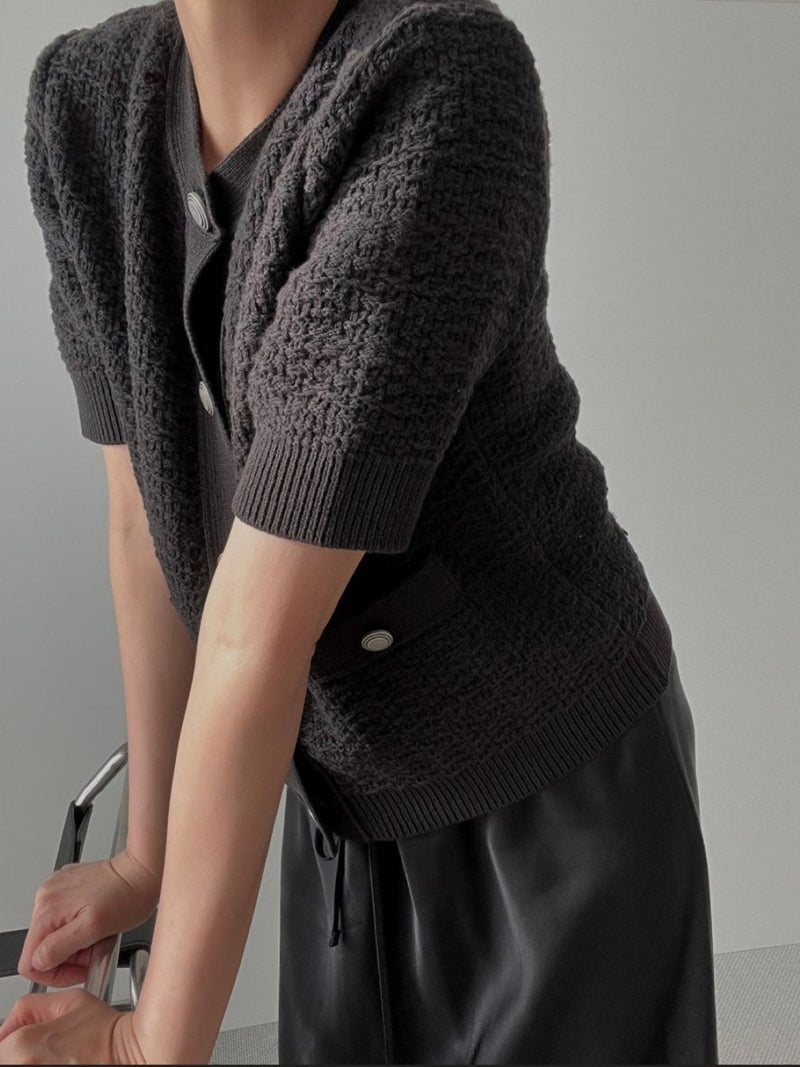 SUMMER COTTON TWEED KNIT CARDIGAN