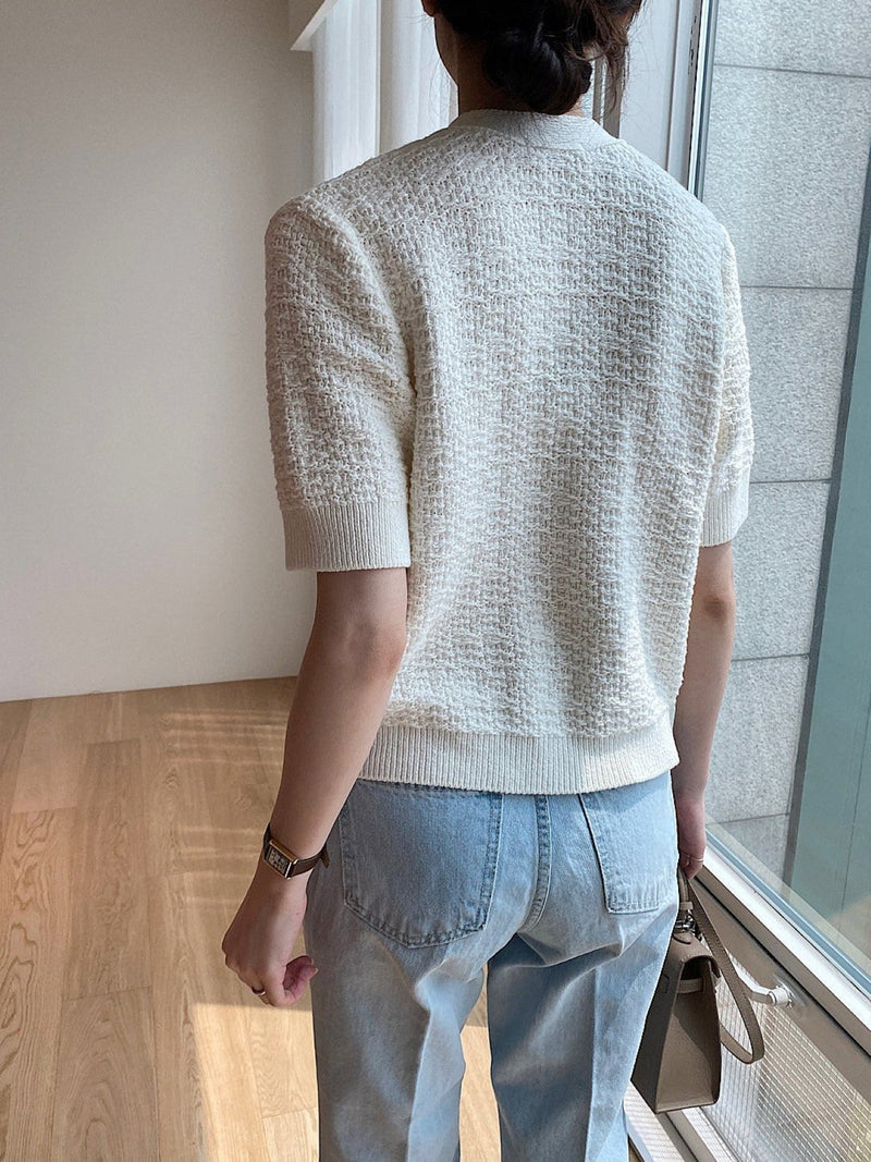 SUMMER COTTON TWEED KNIT CARDIGAN