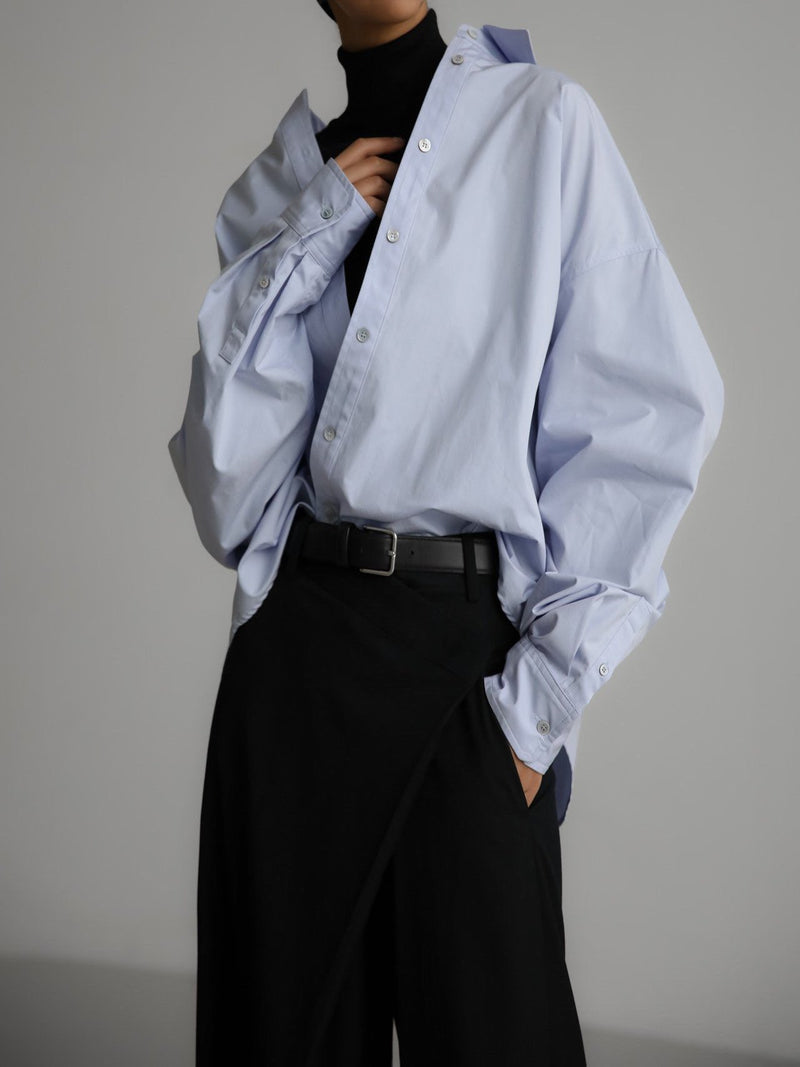 SWING COLLAR COTTON BUTTON DOWN SHIRT