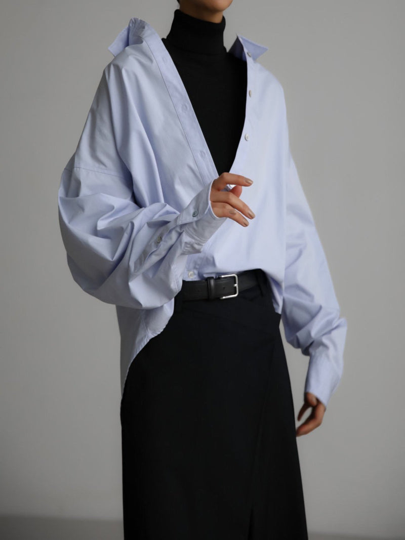 SWING COLLAR COTTON BUTTON DOWN SHIRT