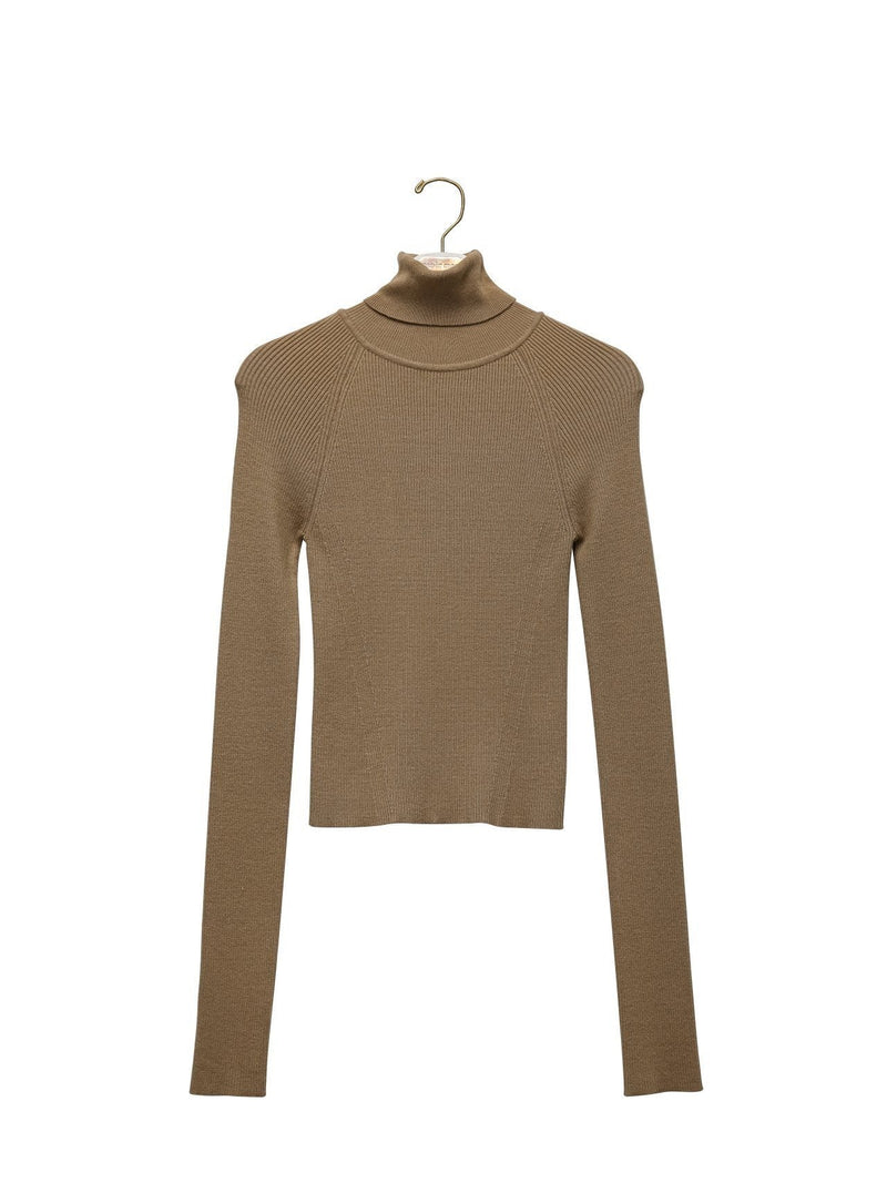 TURTLENECK RIBBED KNIT TOP