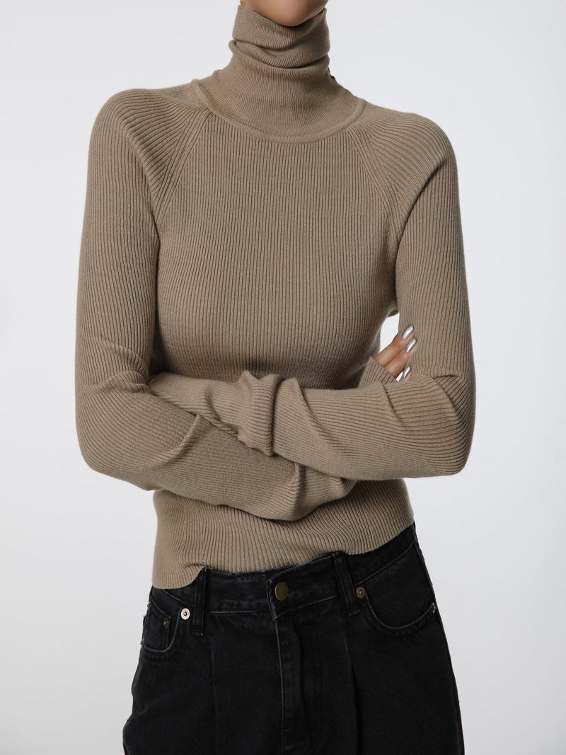 TURTLENECK RIBBED KNIT TOP