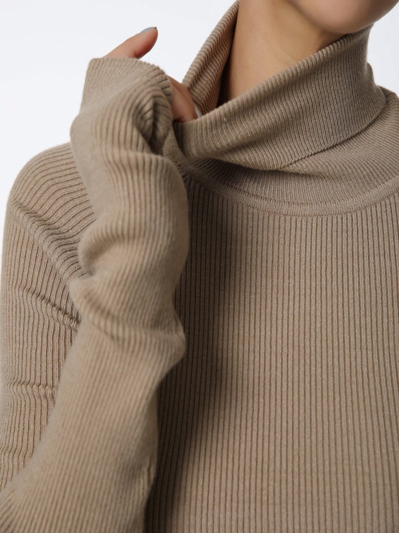 TURTLENECK RIBBED KNIT TOP