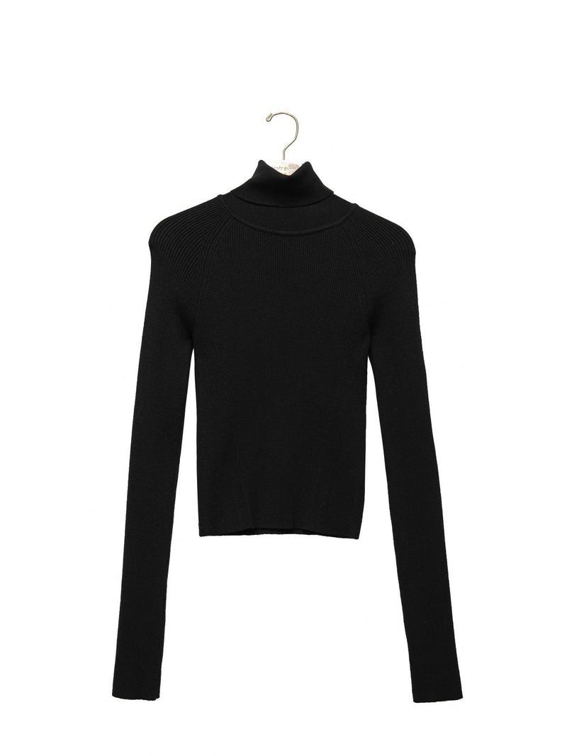 TURTLENECK RIBBED KNIT TOP