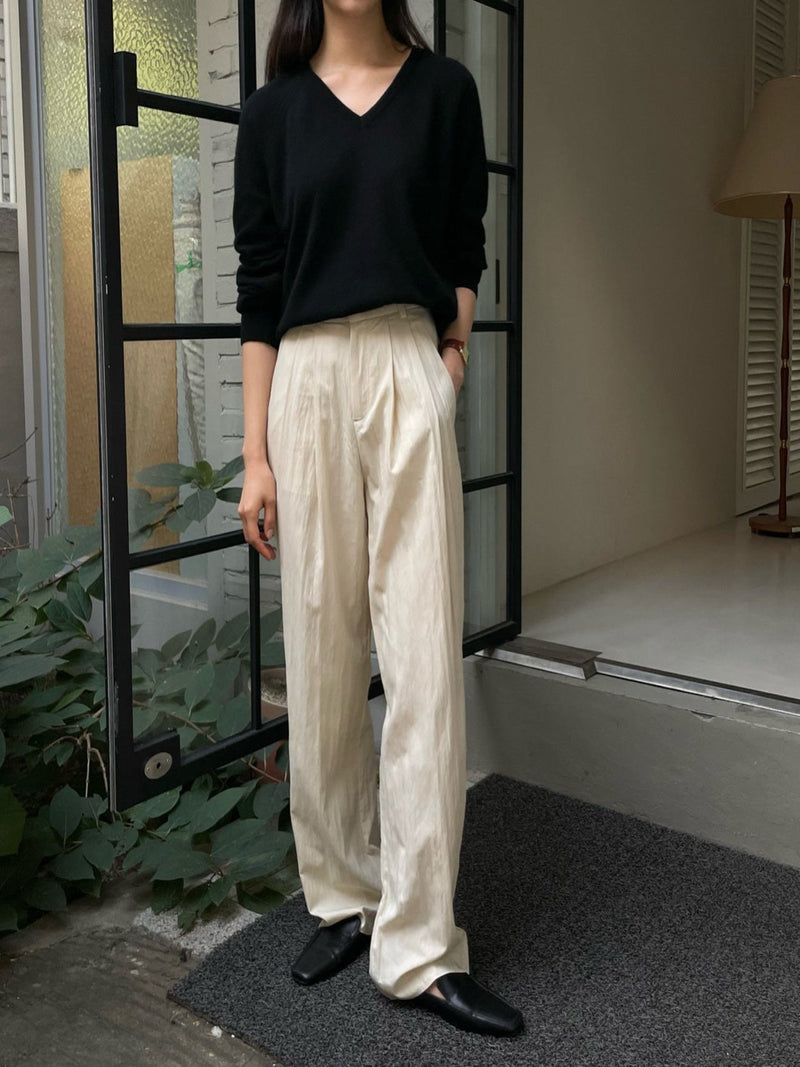 TWO PIN TUCK WIDE TWILL PANTS