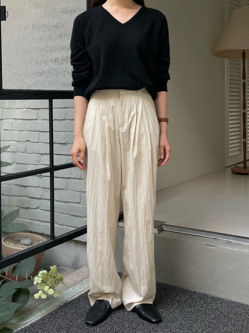 TWO PIN TUCK WIDE TWILL PANTS