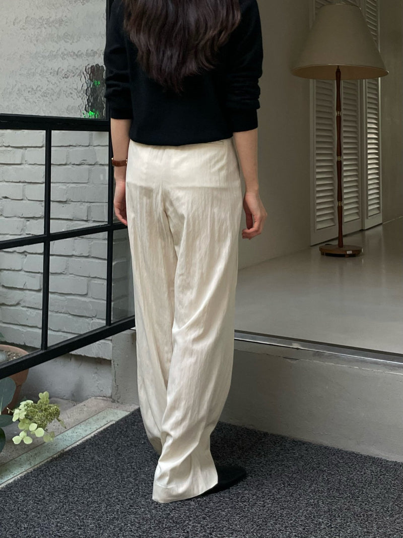 TWO PIN TUCK WIDE TWILL PANTS