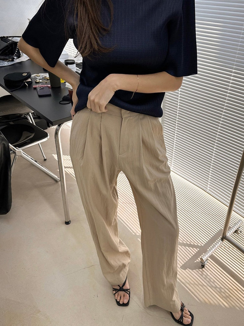 TWO PIN TUCK WIDE TWILL PANTS