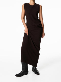 UNBALANCED DRAPE SLEEVELESS MAXI DRESS