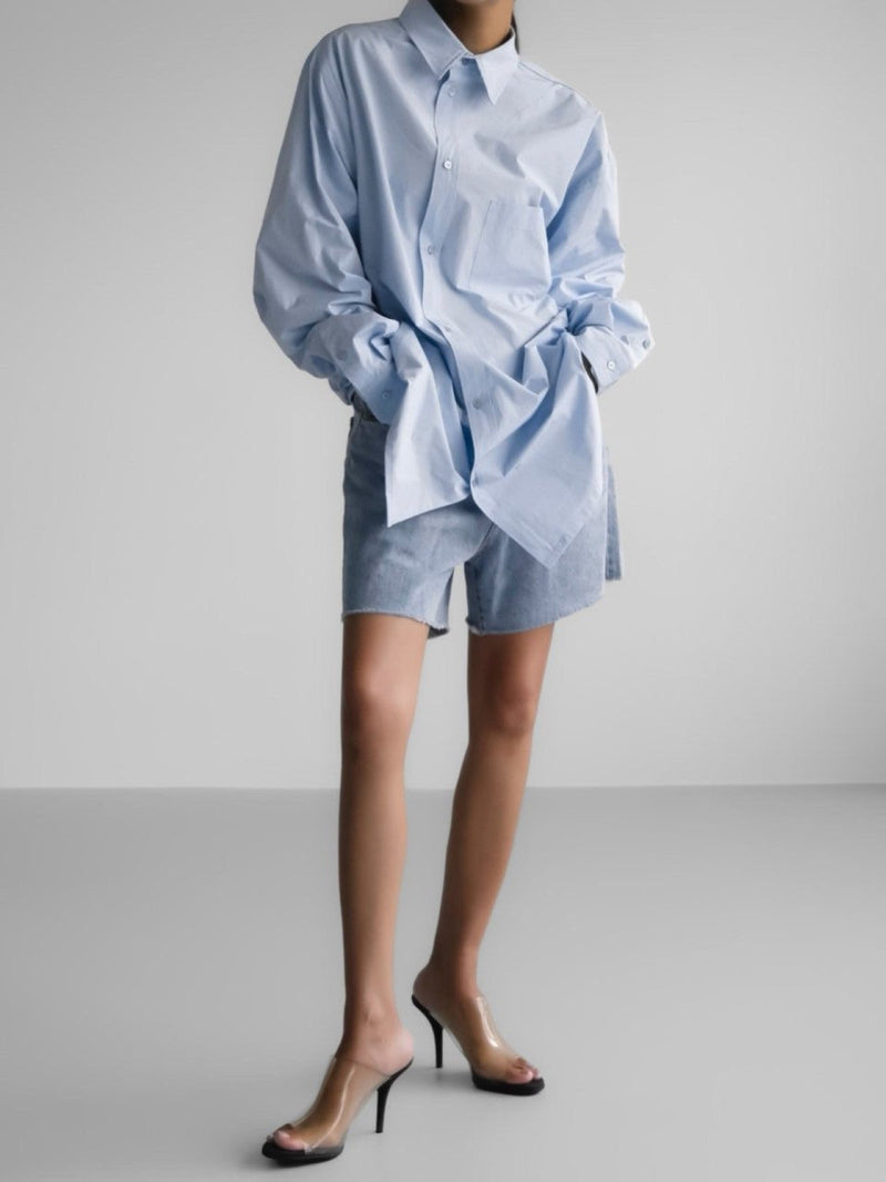 UNBALANCED OVERSIZED COTTON BUTTON DOWN SHIRT