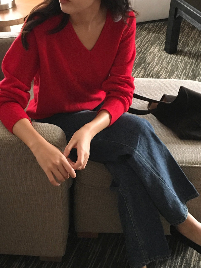 V NECK WOOL CASHMERE KNIT