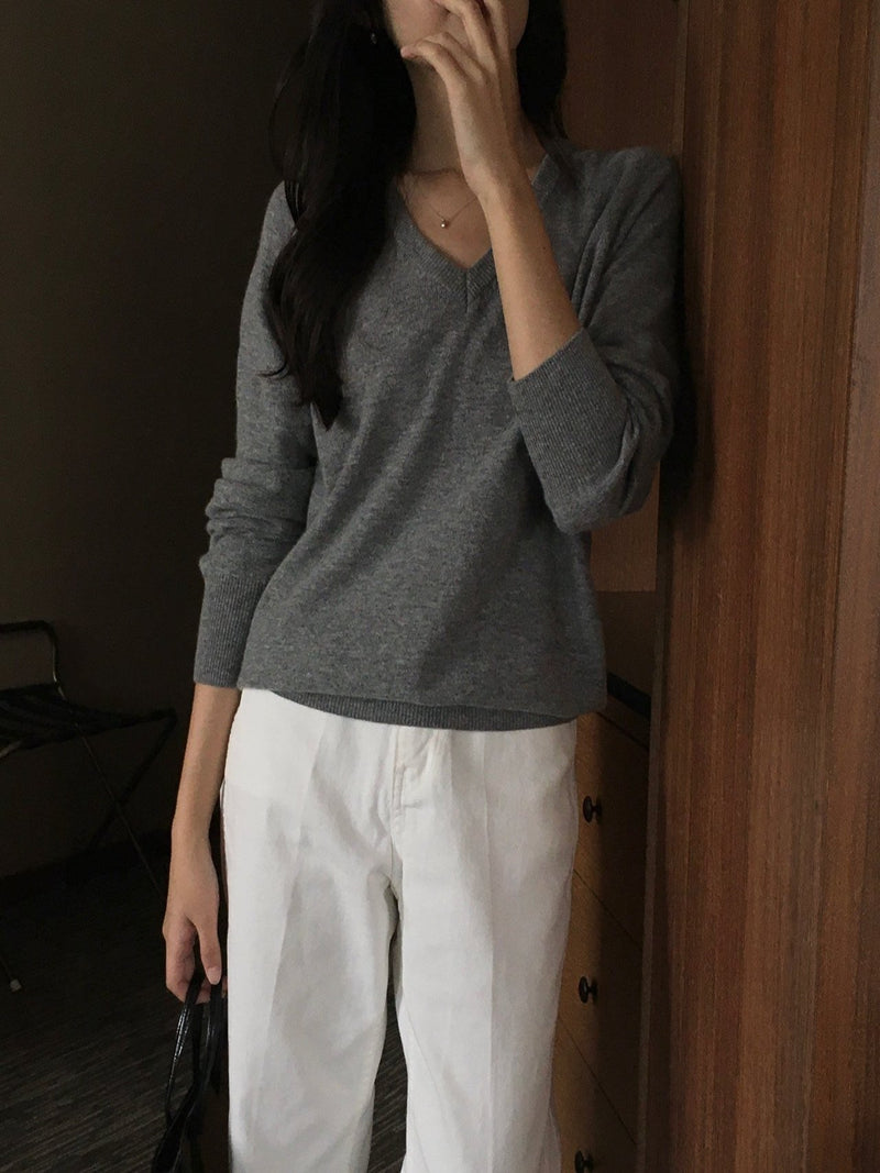 V NECK WOOL CASHMERE KNIT