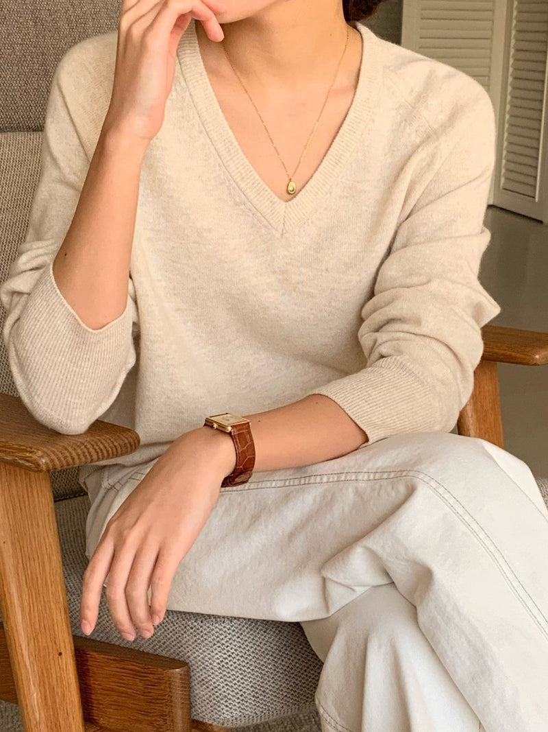 V NECK WOOL CASHMERE KNIT