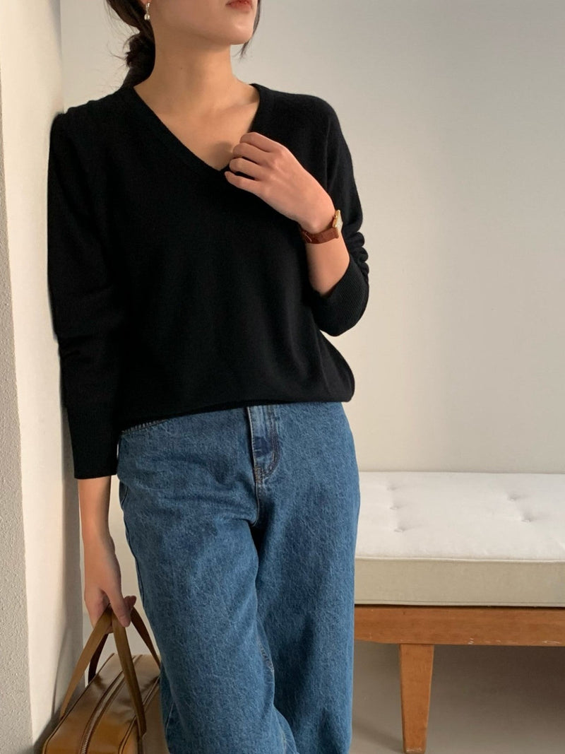 V NECK WOOL CASHMERE KNIT