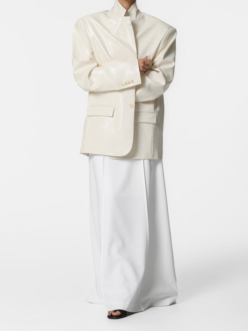 VEGAN CROC LEATHER SINGLE BREASTED BLAZER