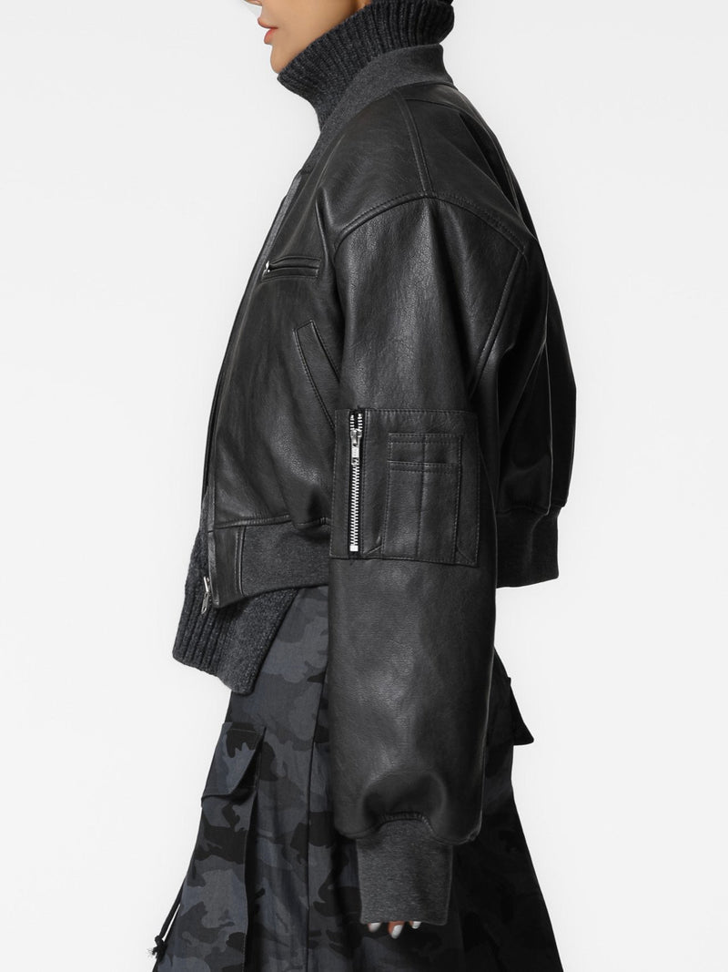 VEGAN LEATHER BOMBER JACKET