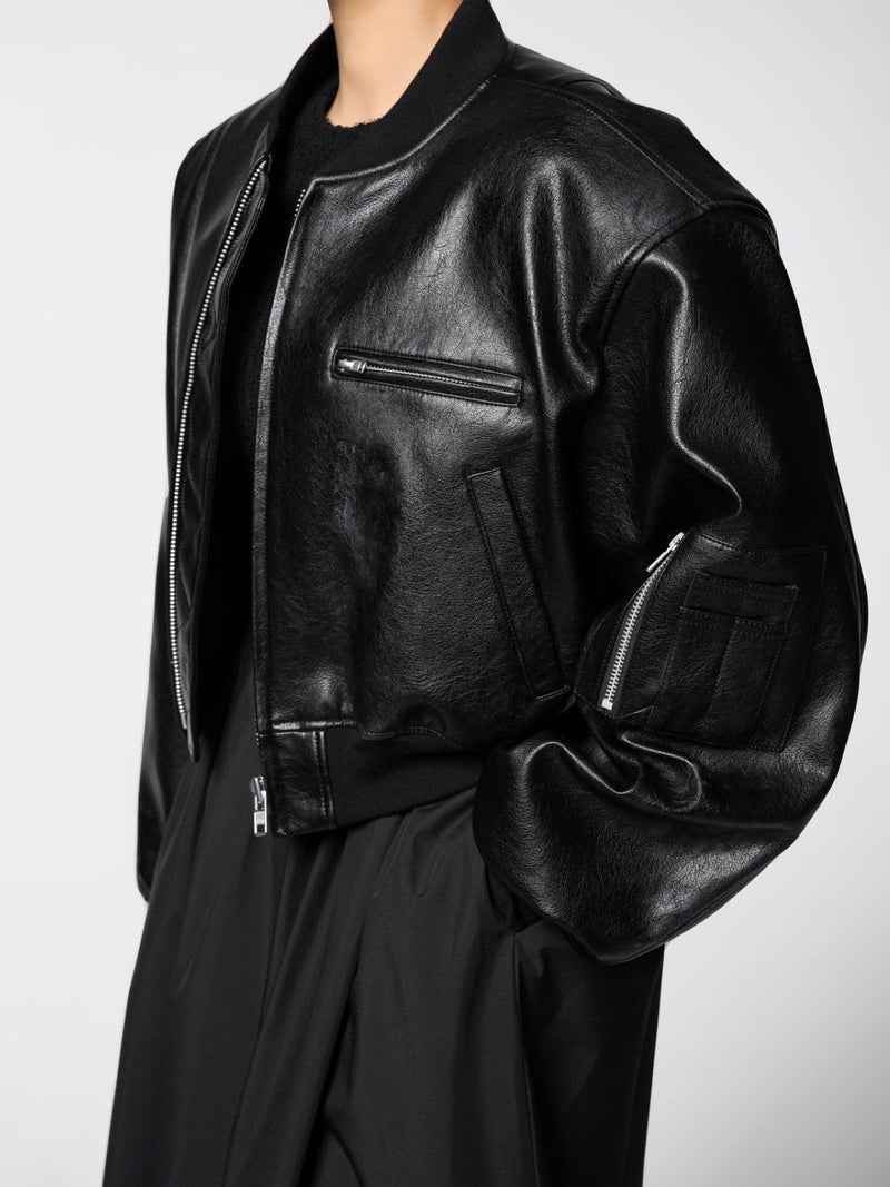 VEGAN LEATHER BOMBER JACKET