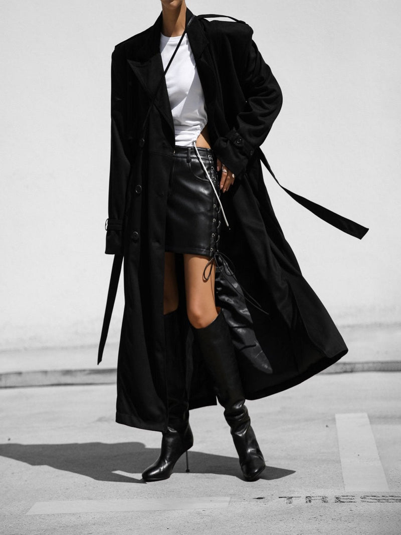 VEGAN SUEDE LEATHER TRENCH COAT