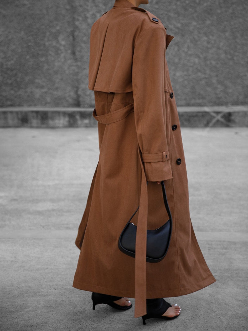 VEGAN SUEDE LEATHER TRENCH COAT