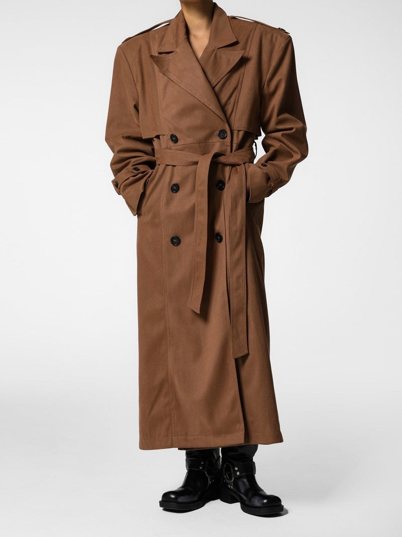 VEGAN SUEDE LEATHER TRENCH COAT