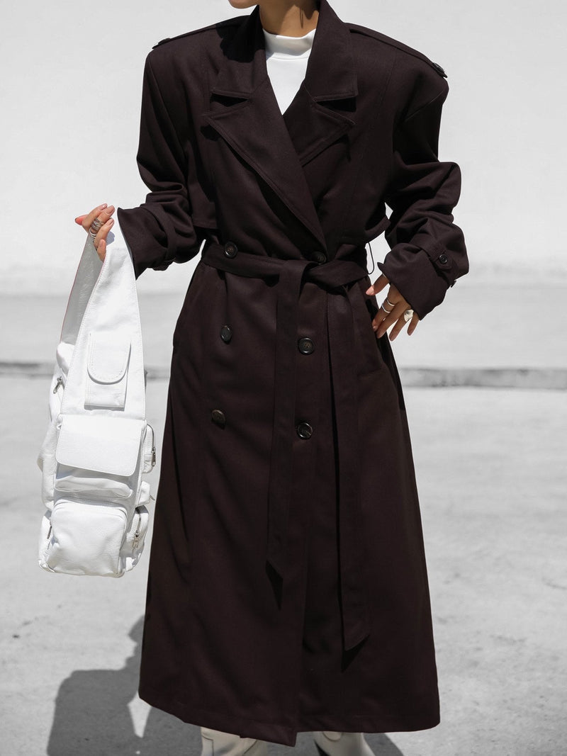 VEGAN SUEDE LEATHER TRENCH COAT