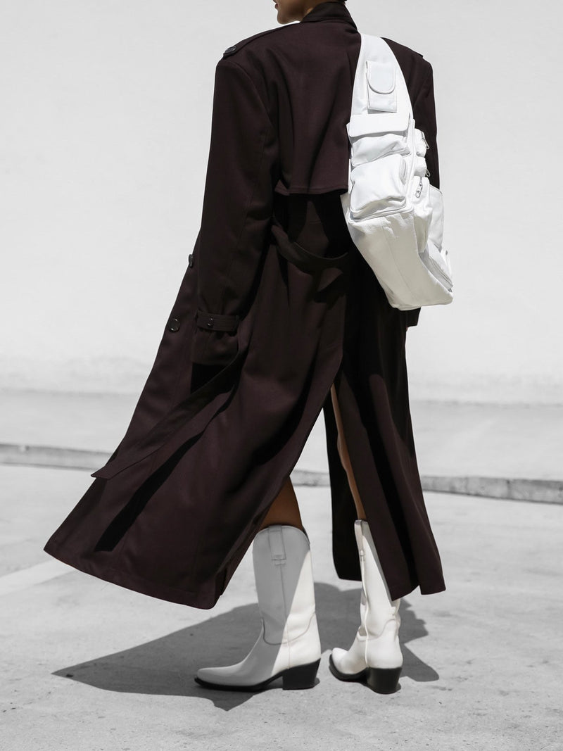 VEGAN SUEDE LEATHER TRENCH COAT