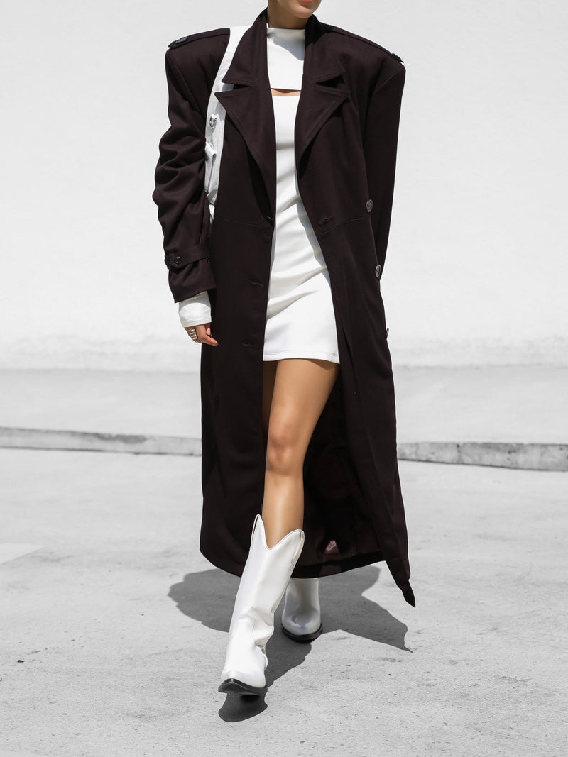 VEGAN SUEDE LEATHER TRENCH COAT