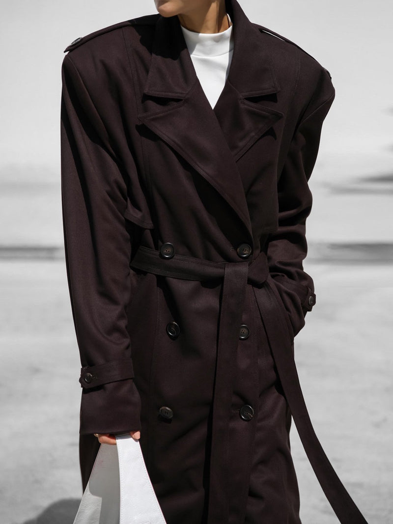 VEGAN SUEDE LEATHER TRENCH COAT