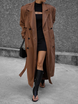 VEGAN SUEDE LEATHER TRENCH COAT