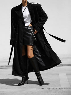 VEGAN SUEDE LEATHER TRENCH COAT