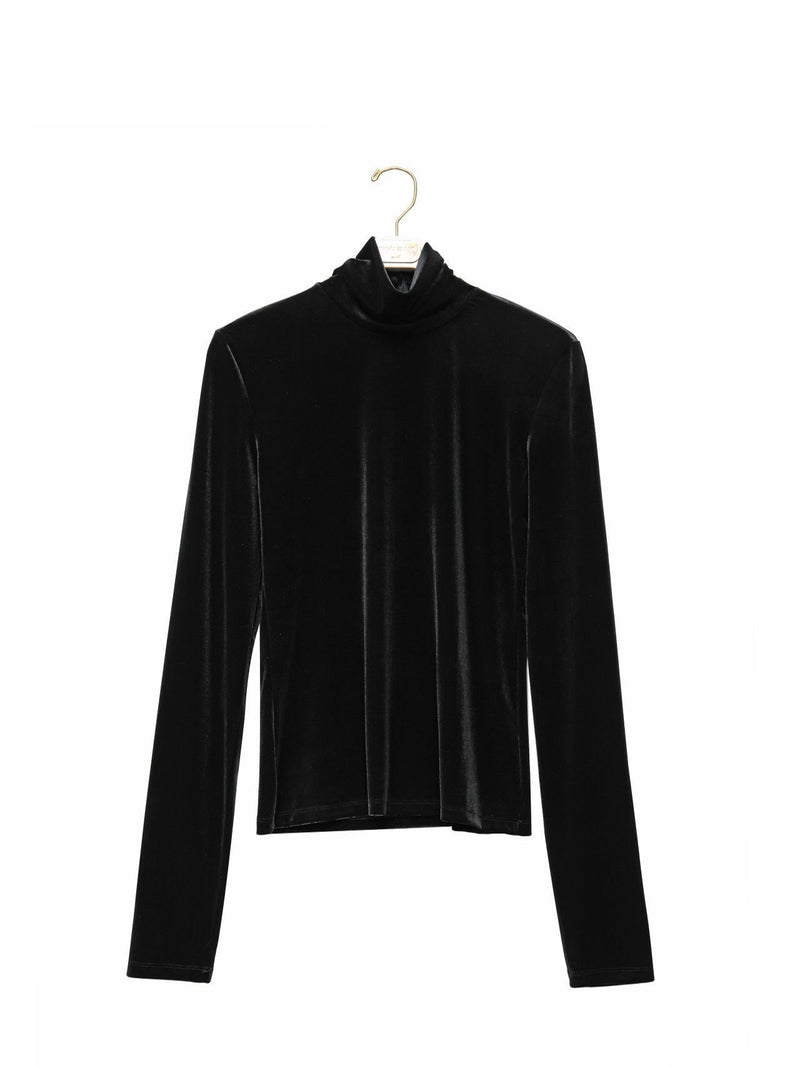 VELVET HIGH NECK LONG SLEEVE TOP