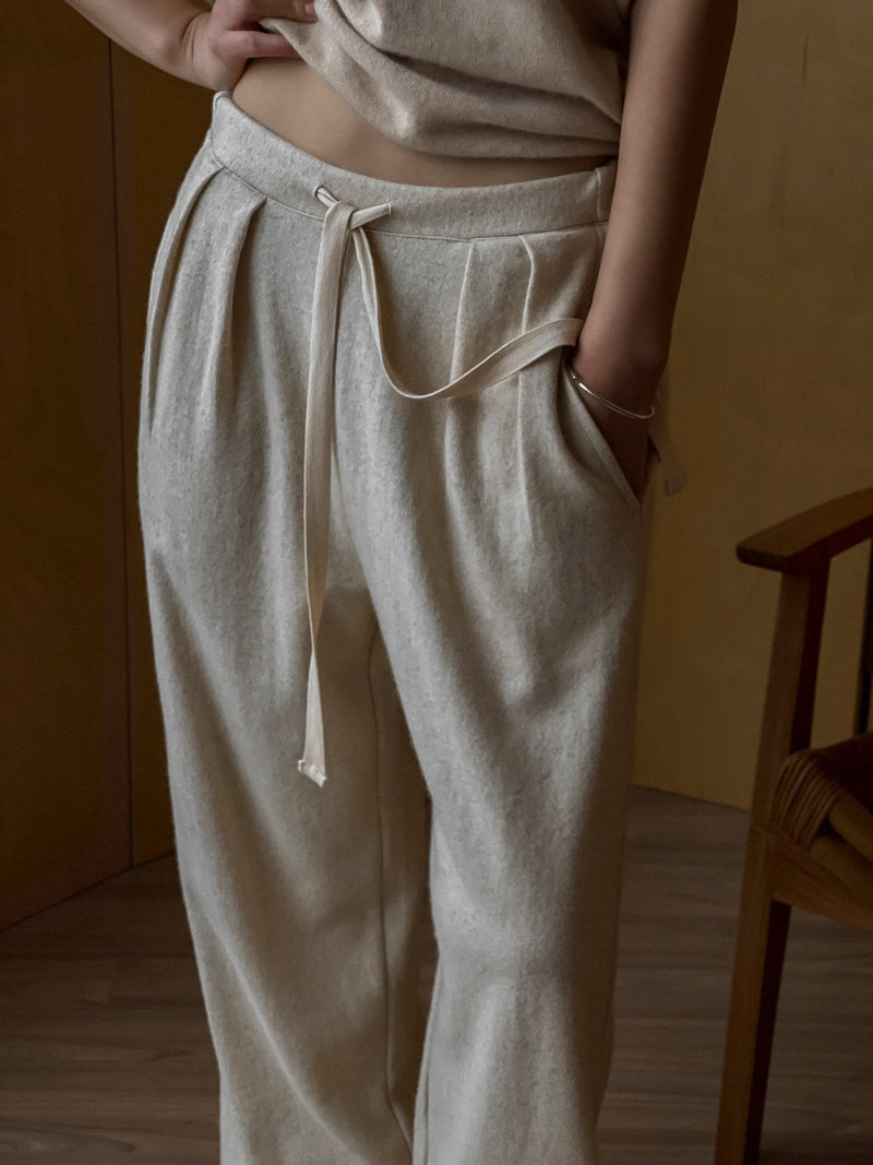 WOOL TWO PIN TUCK LOUNGE TROUSERS