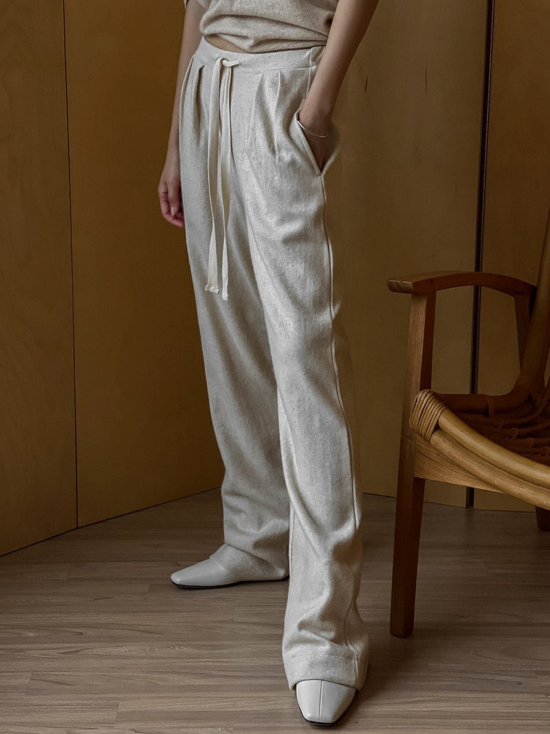WOOL TWO PIN TUCK LOUNGE TROUSERS