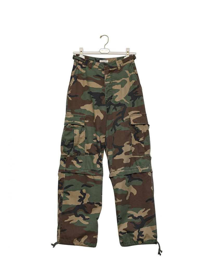 WASHED CAMOUFLAGE CARGO TROUSERS