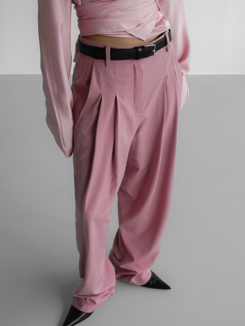 MAXI LENGTH WIDE PIN TUCK TROUSERS