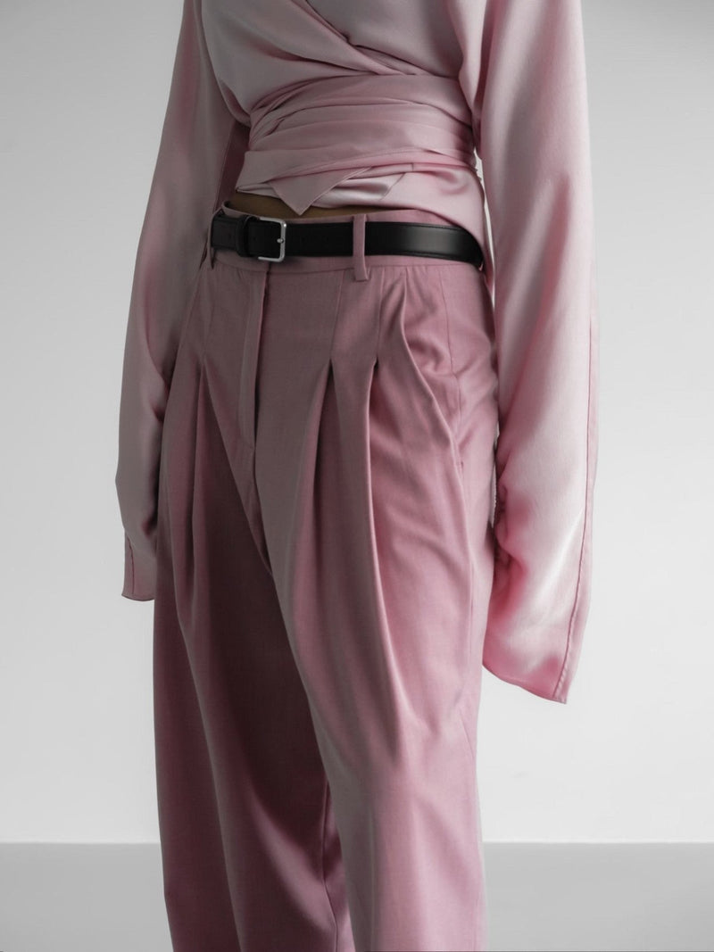 MAXI LENGTH WIDE PIN TUCK TROUSERS