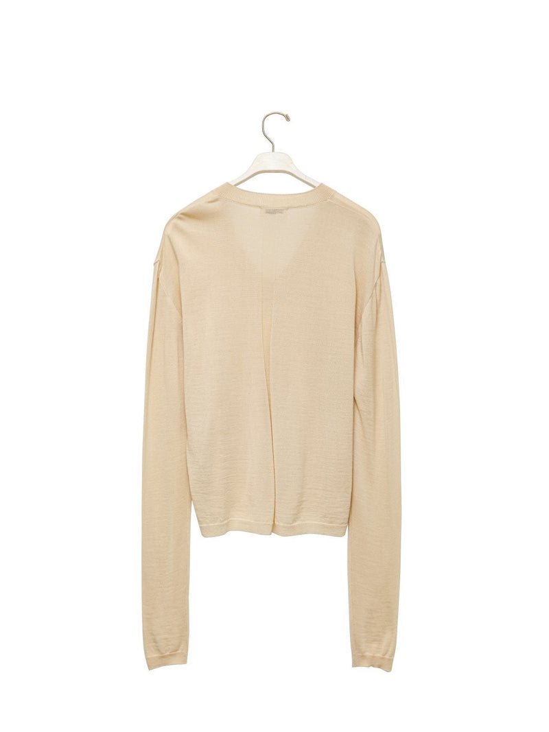 WOOL SILK DEEP V-NECK LONG SLEEVED KNIT