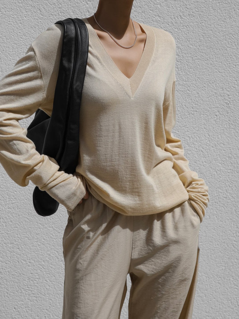 COZY BANDED WIDE TROUSERS