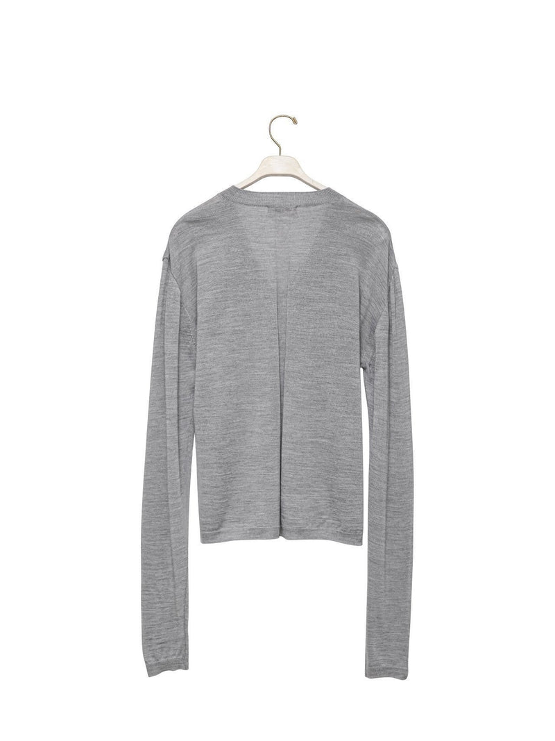 WOOL SILK DEEP V-NECK LONG SLEEVED KNIT