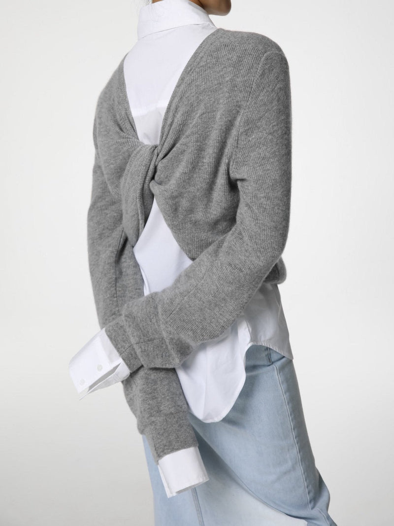 CASHMERE BACK TWIST DRAPE KNIT TOP