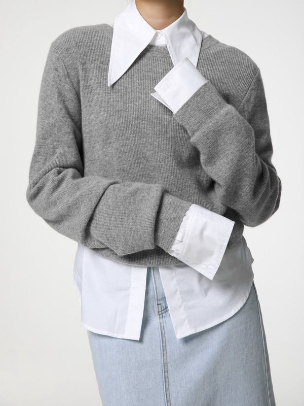 CASHMERE BACK TWIST DRAPE KNIT TOP