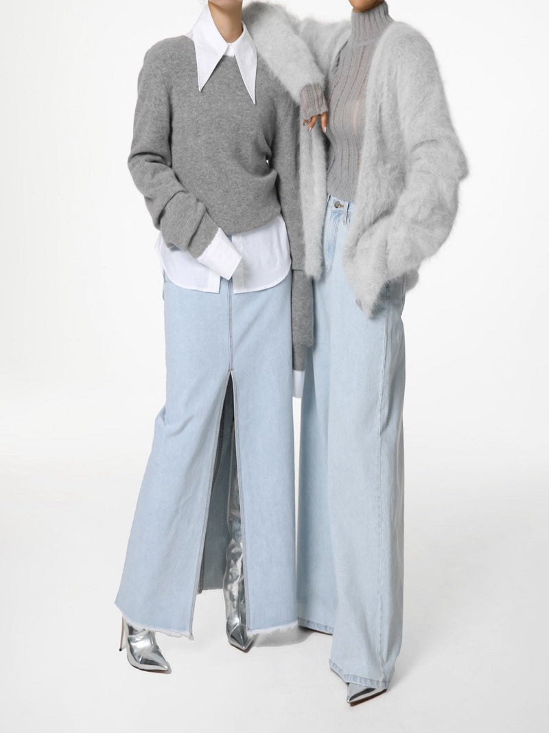 CASHMERE BACK TWIST DRAPE KNIT TOP
