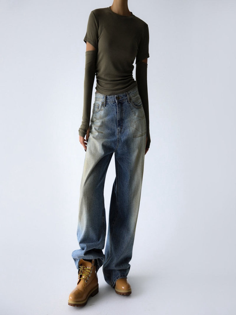 DUSTY MUD WASHED DENIM JEANS