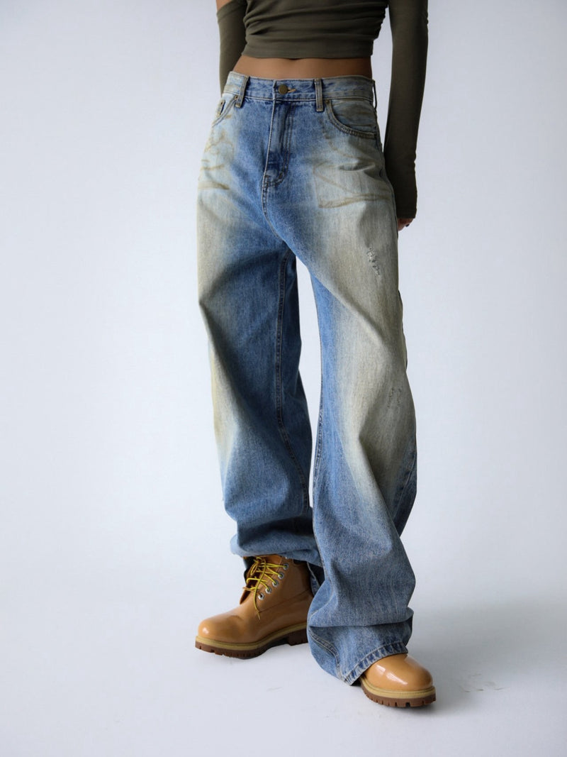 DUSTY MUD WASHED DENIM JEANS