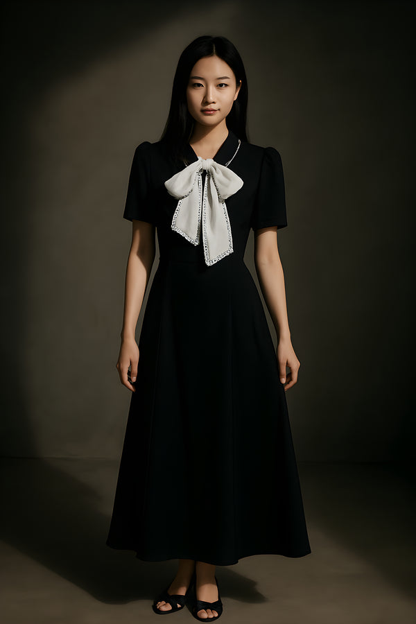 SAVOY TIE-NECK MIDI DRESS