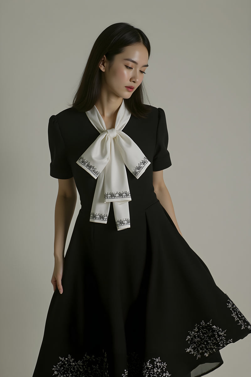 SAVOY TIE-NECK MIDI DRESS