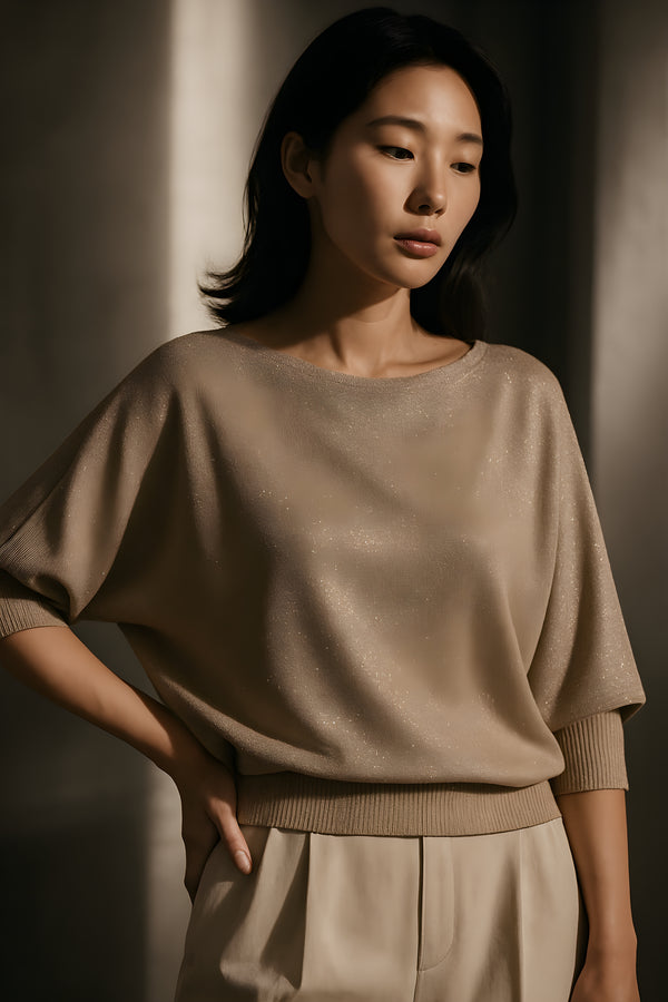SANDSTONE DRAPE KNIT TOP