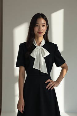SAVOY TIE-NECK MIDI DRESS