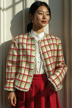 GARDEN CHECK TWEED JACKET