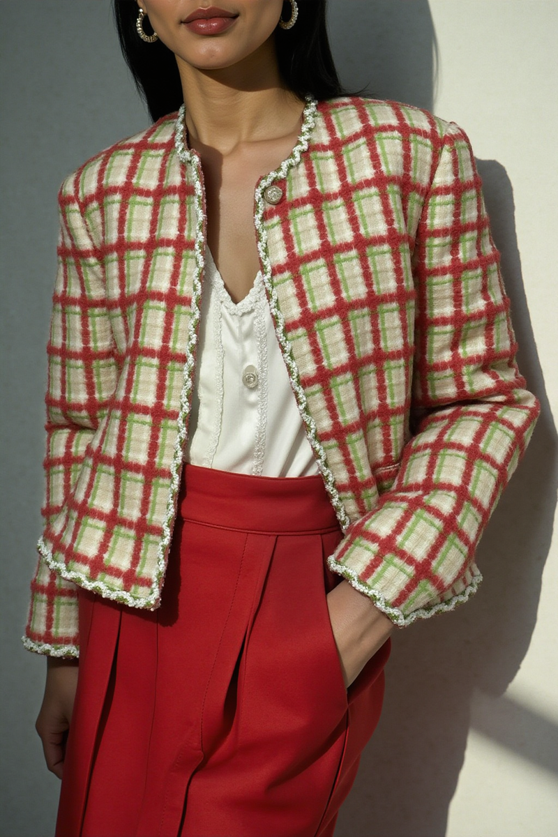 GARDEN CHECK TWEED JACKET